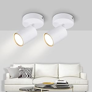 Kambo 2 x Plafonnier Spot Orientable et Pivotant, Plafonnier/Applique Murale GU10 Douilles, Spot de Plafond Blanc Moderne Lumières Max 50W pour Salon Couloir Cuisine, Ampoules non Fournies