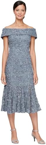Alex Evenings Women's Short Off The Shoulder Lace Cocktail Dress,...