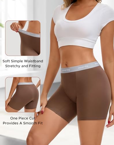 Image of INNERSY Boy Shorts Underwear for Women High Waisted Ladies Panties Boxer Briefs Breathable Stretch 5 Pack