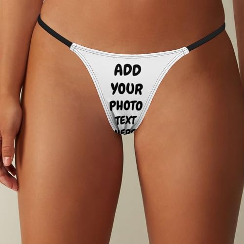 WAFICAC Tongs personnalisées pour Femmes Photo personnalisée G-Strings T-Back sous-vêtements Culottes Ajoutez Votre Texte Photo Nouveauté sous-vêtements Strings Panty – vue 7