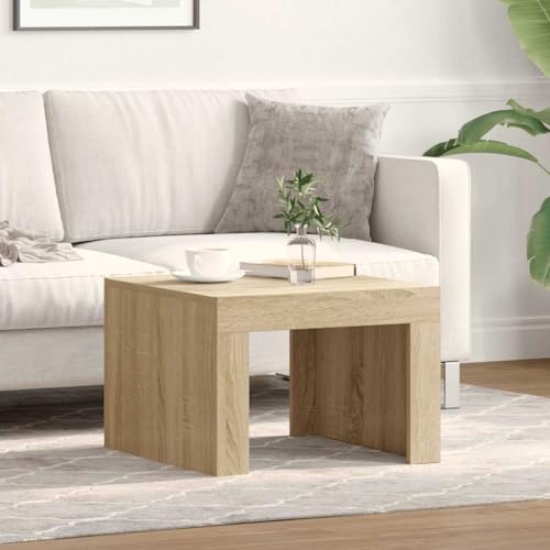 Youuihom Couchtisch Beistelltisch Sonoma-Eiche Holzwerkstoff 50x50x35 cm Praktischer Wohnzimmertisch mit Stabiler Platte