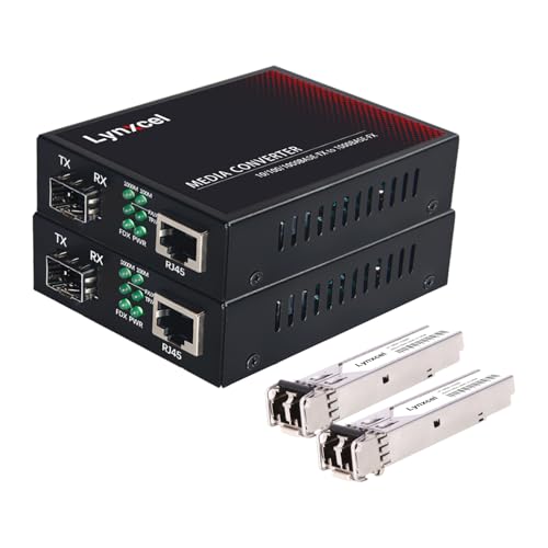 Image of Gigabit Multi Mode Fiber Media Converter, 10 /100 /1000Base-TX to 1000Base-SX Multi Mode Fiber to Ethernet Converter with 2Pack Dual LC Transceiver Module, 1.25Gbps MMF 850nm, up to 550m, 1 Pair