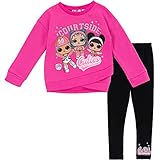 L.O.L. Surprise! Little Girls Fashion Pullover Fleece Sweatshirt Legging Black/Pink 7-8
