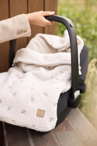 Jollein Fußsack Teddy Lovely - Für Babyschale Kinderautositz Gruppe 0+ und Kinderwagen - Für 3-Punkt- und 5-Punkt-Gurt