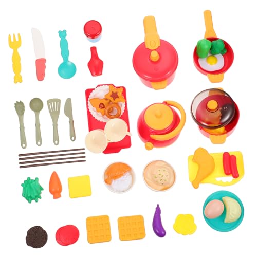 QUMIIRITY 49pcs / Set Boys Girls Kit De Juguete Kit De Juguete Simulación Utensilios De Cocina Juguetes Cubiertos De Alimentación Juguete