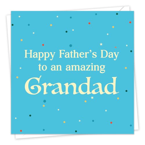 Grandad Fathers Day Card with Envelope 15 x 15 cm Premium 350 GSM From Grandson or Granddaughter Printed Inside Made in the UK