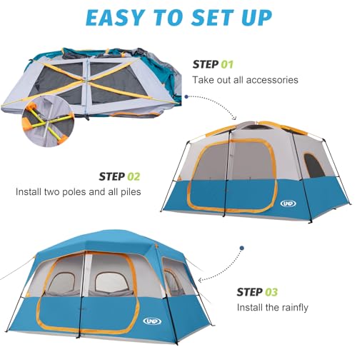 UNP 2/4/6/8 Person Tent, Portable Cabin Tent, Camping Tent 4-Person Easy Set Up, Waterproof with Top Rainfly for Outdoor Camping/Hiking (Ocean Blue, 5-8 Person Tent) by unp - Image 5