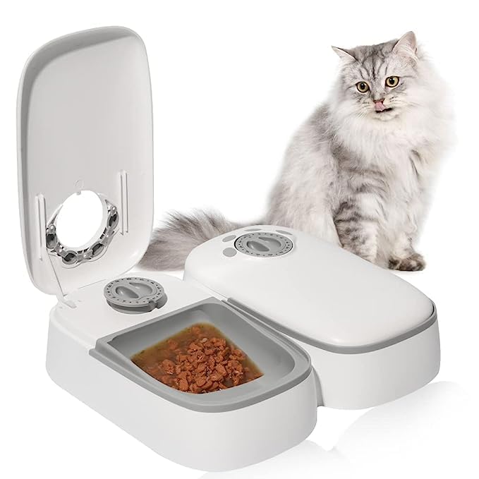 GETZET Timed Feeder Cats & Dogs with Display, Automatic Feeder and Portion Control, 2 Meal Smart Pet Food Dispenser ABS Plastic Bowl, Programmable Timer Set (White) (B0D8FKM67Y) Amazon Price History, Amazon Price Tracker