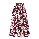 Flodxo Damen Röcke Elastische Taille Sommer Boho Kleider Elegant Casual Blumendruck Lange Röcke...