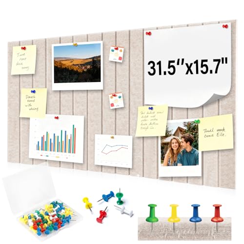 Tablón de Corcho 80 x 40 cm, Tablón de Anuncios Con 40 Agujas, 0,9 cm de Grosor, Tablón de Anuncios Decorativo de Fieltros Plegable para Escuela, Decoración del Hogar