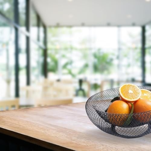 Fruteira De Mesa Cesto De Frutas Aramado Cozinha Metal 30cm Luxo Organizadora Minimalista Preto Blac