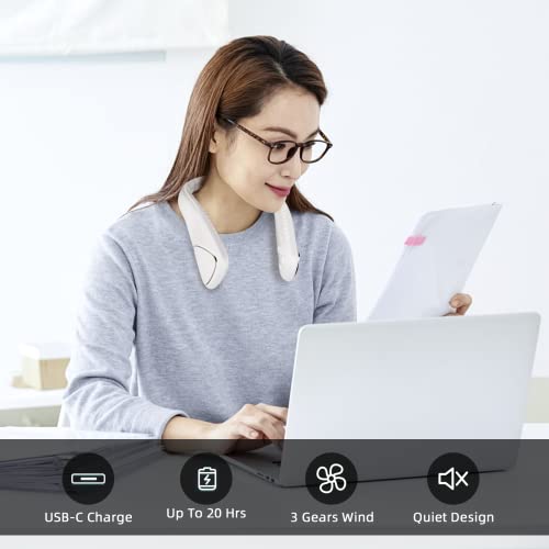 Tlveip Portable Neck Fan Hands Free Bladeless Fan Up To 20Hrs Usb-C Rechargeable Battery Fan, 4000Mah Personal Fan, Neck Air Conditioner, 360° Cooling, Low Noise, For Travel Outdoor Camping Office #TOP1