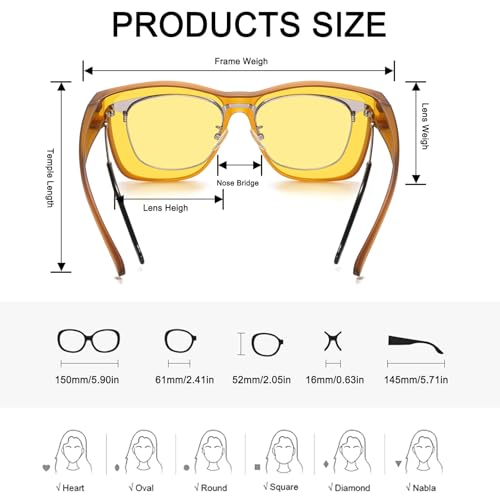 Wzerry Night Driving Glasses Polarized, Night Vision Over Glasses Sunglasses Anti-glare for Men Women with UV400 Protection3