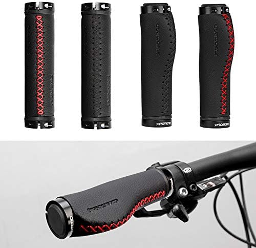 ShopSquare64 PROMEND Bike Bicycle Leather Handle Handlebar Grips Ergonomic Hand Sewing Cycling MTB Road Bike Hand