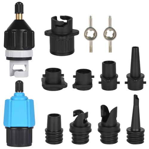 OFFCUP 2 Stück SUP Pumpenadapter Sup Adapter für Kompressor Stand Up Paddle Board Luftpumpe Adapter Aufblasbarer Adapter mit 9Gasdüse für Alle Arten Schlauchboot Kajaks Paddle Board