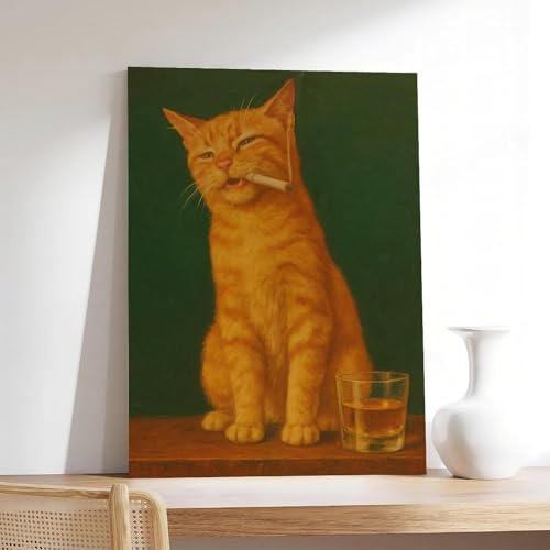 Chat avec cigarette impression sur toile déco murale salon - 7