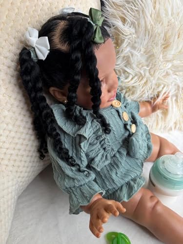 Muñeca Reborn Niña Negra Pippa 68 cm Realista miniatura 5