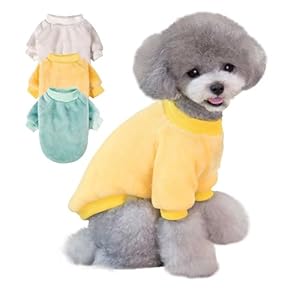 Dog Sweaters 3 Pack Clothes for Small Dogs Boy Girl XS Doggie Cat Shirts Winter Clothes Sweatshirt Puppy Coat Apparel (Snow-Green-Lemon, Small)