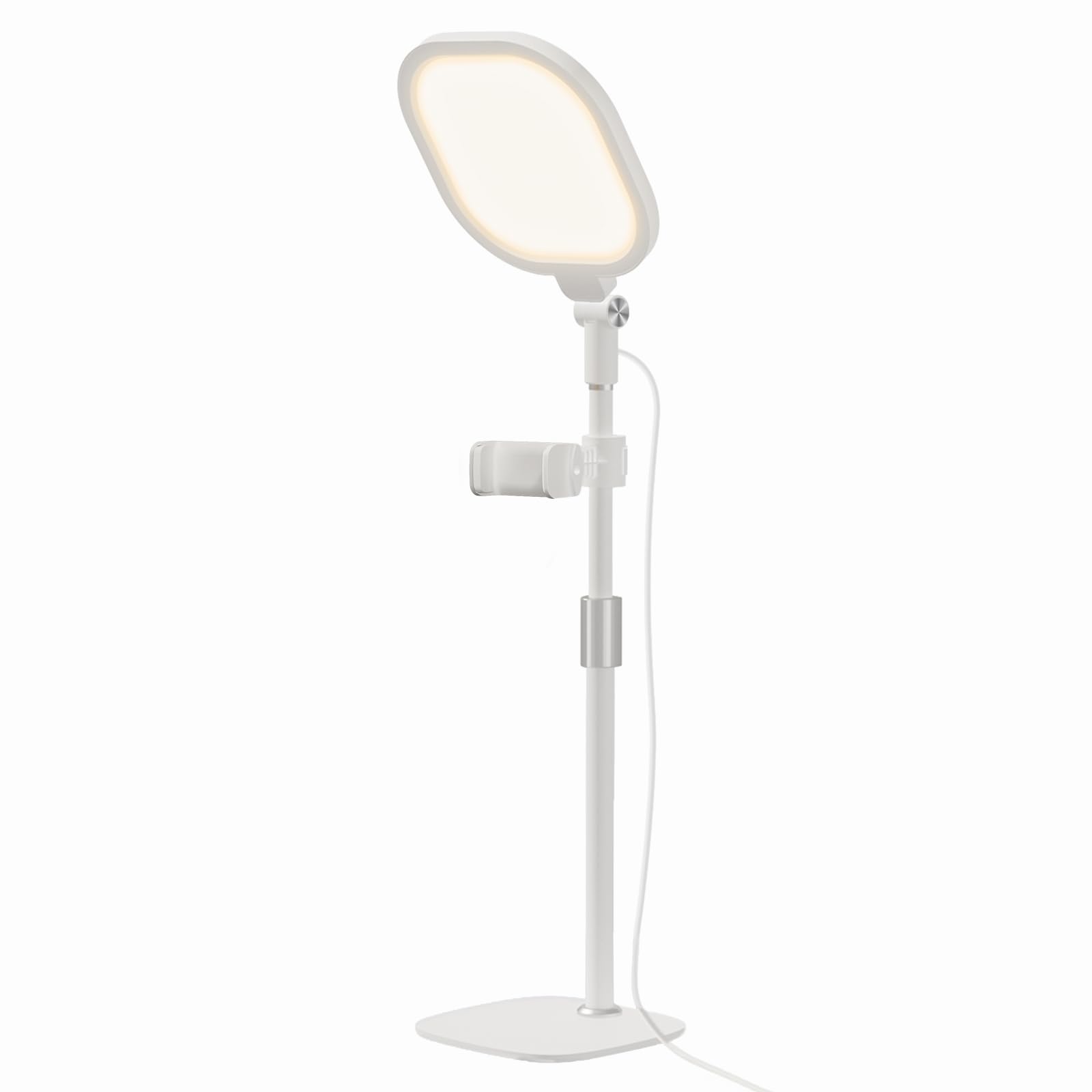 Schreibtischlampe LED für Videokonferenz, LitONES Dimmbar Tisch Ringlicht mit Stativ Handy - 3 Lichtfarben + 10 Helligkeiten, CRI 97.8 Augenschutz Bürolampe für Home-Office, Streaming