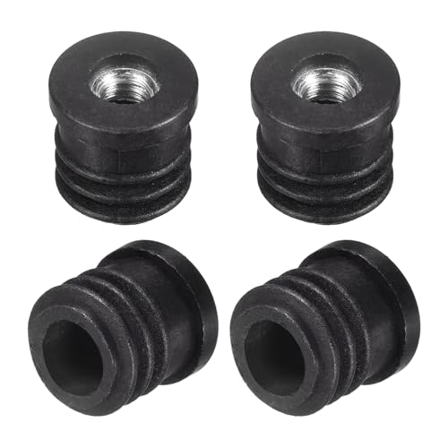 Image of uxcell 4Pcs Plastic Threaded Tube Inserts with M6 Thread, for 16mm /0.63 inch OD Round Tube, Adjustable Round Black Plastic Plug Caster Insert Chair End Caps Furniture Leg Plug