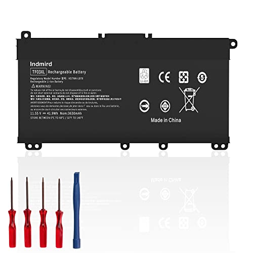 Indmird TF03XL HT03XL Batería para HP Pavilion 17-AR007CA 17-AR050WM 15-CC 15-CD 15-cc154cl 15-cc060wm 15-cc152od 15-cc055od 15-cd040wm HSTNN-IB7Y 920046-421 920046-121 920070-855 [11.55V/41.9Wh] Cover