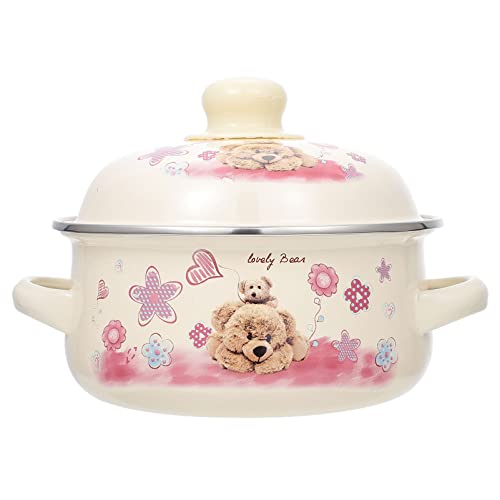 Foto von Cabilock 1stück Enamel Stew Pot Mit Doppelgriff Für Induktionsherde Geeignet Langlebiger -kochtopf Für Zubereitung Von Babynahrung Und Leckeren Gerichten
