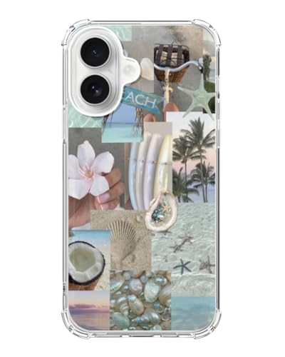 Sundwugzh Summer Aesthetic Phone Case Compatible with iPhone 17, Shells Beach Phone Cover for iPhone 17