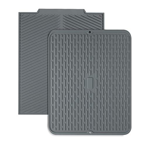 CONNYAM 2pcs Pack Silicone Dish Drying Mat, 16.8" X 13.2", Dishwasher Safe and Heat Resistant
