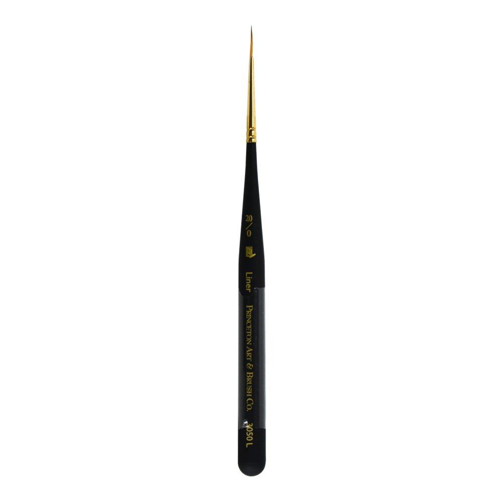 Princeton Artist Brush, Mini-Detailer Brushes for Watercolor, Acrylic and Gouache Series 3050, Liner Synthetic Sable, Size 20x0