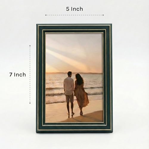 Image of Premium 5x7 Inch Black & Gold Photo Frame | Tabletop Display with Plexiglass Front | Perfect for Home Decor, Memories & Gifting