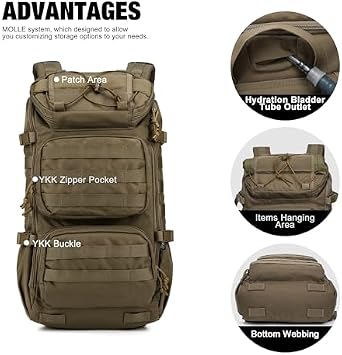 Mardingtop 25L Tactical Molle Backpack + Molle Admin Tactical Utility Pouch