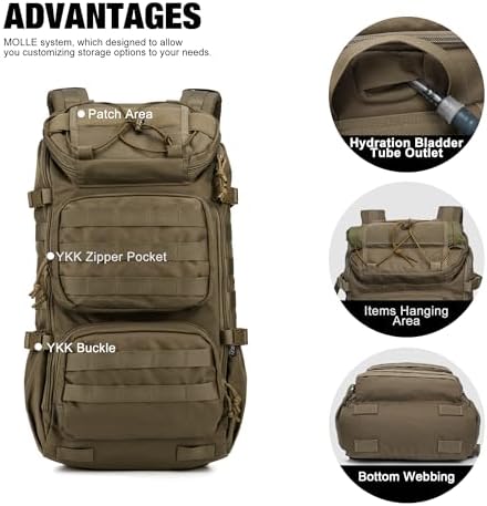 Mardingtop 25L Tactical Molle Backpack + Molle Admin Tactical Utility Pouch