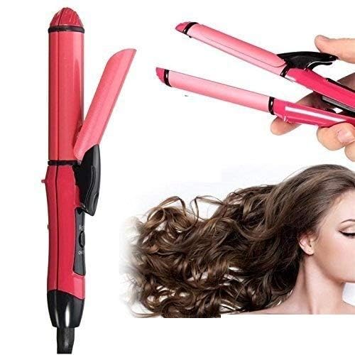 Image of UROOJ 2 in 1 Hair Beauty Set Electric and Professional Hair Curler And Hair Straightener (Multi-Colour)