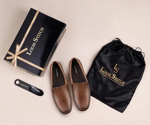 Image of LOUIS STITCH Genuine Leather Formal Shoes for Men | Ultra Lightweight Men's Slip On Solid Formal Loafers | Comfortable for Long Hours | LSPDFLP