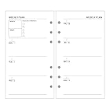 EvZ A6 Refill Week Planner Paper, 6 Holes Ring Binder Filler for 7 Inches Refillable Journal Notebook Diary Organizer Planner Inserts, 80 Sheets / 160 Pages