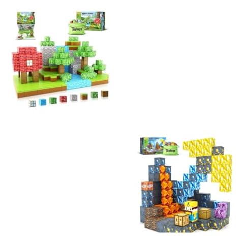 96PCS Magnetic Blocks for Toddlers Toys, Magnetic Blocks-Build Mine Forest Magnet World Set for Boys & Girls Age 3-4 4-5 6-8 Magnet Kids Toys Cover