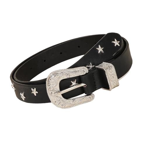 Waist Belt, Fashion Rhinestones Belt Unisex PU Leather Belt Adjustable Waist Belt Punk Studs Accessory for Jeans