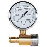 YAMATIC Pressure Gauge Kit for Pressure Washer 3/8 Inch Quick Connect Power Washer Gauge 5000 PSI