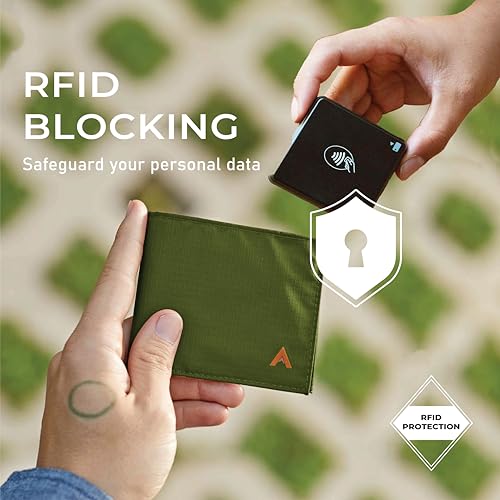 Image of Allett Sport Wallet, RFID Blocking Slim (Nylon, Cala Green) | Slim Minimalist Front Pocket Nylon Sport Wallet, RFID Blocking, Water-Resistant, Holds 4-24+ Cards & Cash, Men & Women