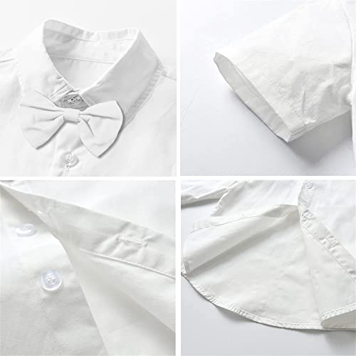 Image of SANGTREE Baby Shorts Dress Clothes Set, T-Shirt + Bowtie + Suspender Shorts Outfit, 3 Months - 14 Years