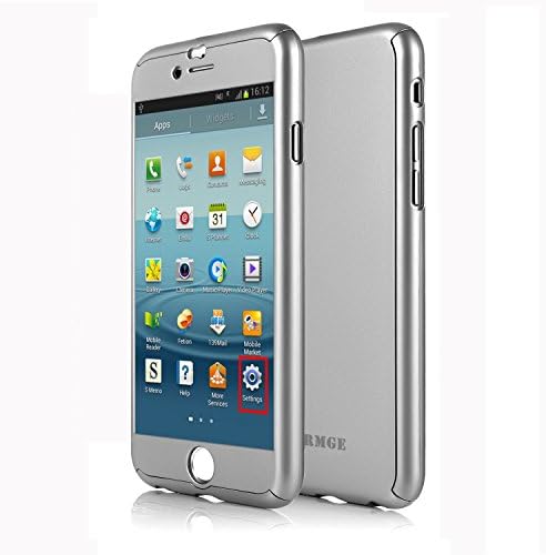 iPhone 6 Plus Case, FIRMGE 360 Full Body Coverage Protection Hard Slim Ultra-Thin Hybrid Case Cover & Skin with Tempered Glass Screen Protector for Apple iPhone 6 Plus 5.5" (Silver) Wireless Phone Accessory