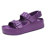 SOSOWHLTE Walking Sandals Women with Arch Support Pool Slides Lightweight Platform & Wedge Sandals Casual Fashion Purple Size 9-9.5 Female