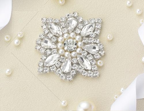 (1Pc) Small Rhinestones Crystal Appliques Patch Iron On Silver Gold Beaded Applique For Dress Accessory Sewing Clothing Wdd0736 - (Color: Wdd0241-S)