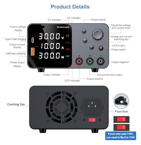 Alimentation CC réglable 30V 5A stabilisée pour électronique