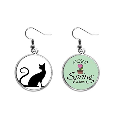 Pendientes de gato negro con silueta de animal para primavera y joyeria de moda diaria