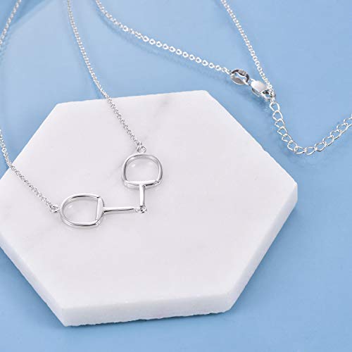 HUKKUN Horse Gifts for Women 925 Sterling Silver Snaffle Bit Pendant Necklace Horse Gift for Women(Silver)