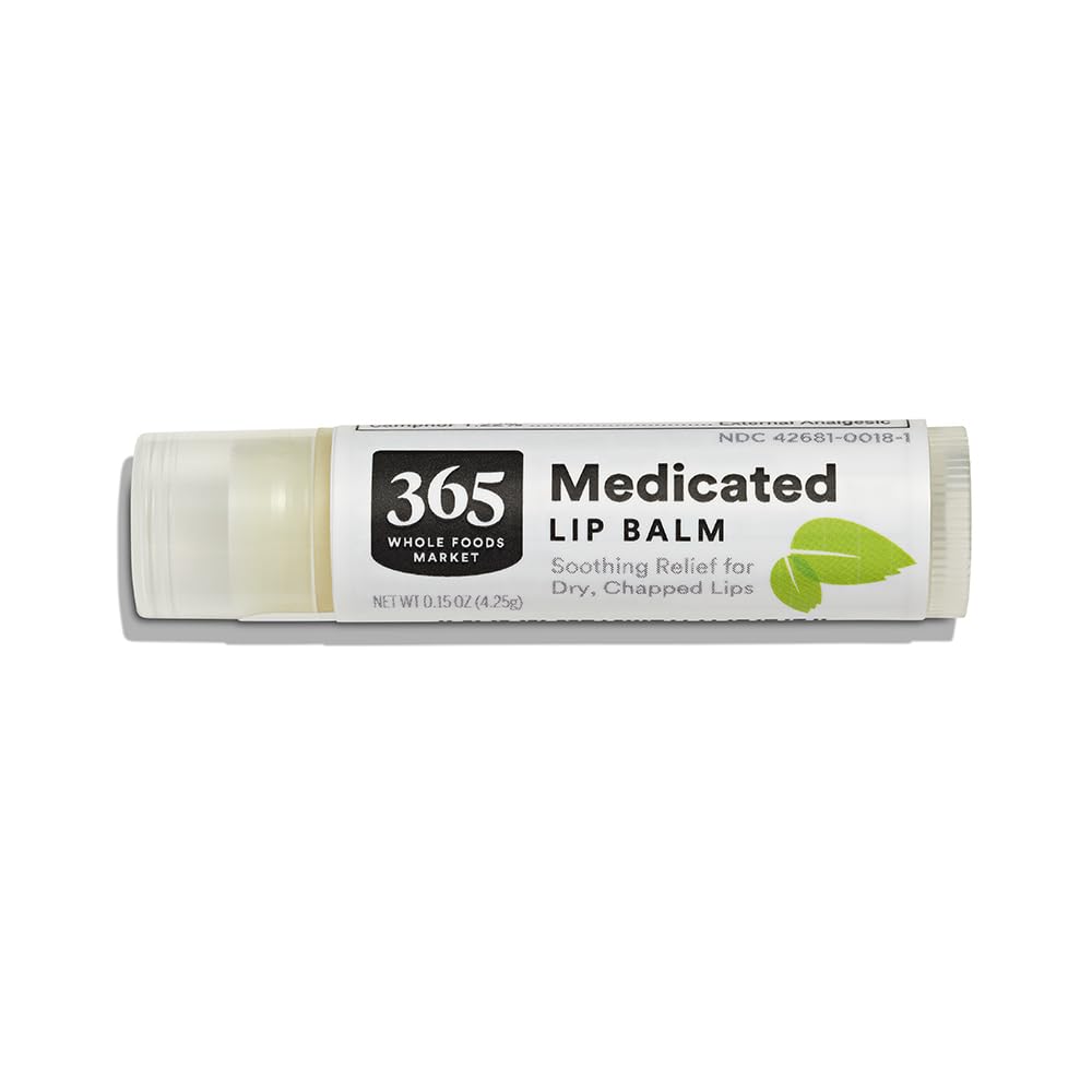 365 by Whole Foods Market Medicated Lip Balm Soothing Relief for Dry Chapped Lips 0 15 Ounce