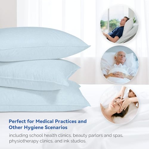 Image of JMU 100PCS Disposable Pillowcases Blue, 21 inch x 30 inch,1 Ply Tissue 1 Ply Poly Film, Single Use Pillow Case for Hospitals Medical Supplies