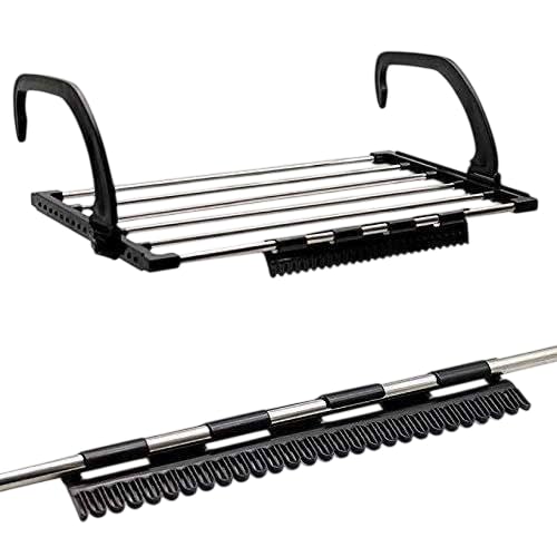 Clothes Drying Rack-Heavy Duty Laundry Drying Stand with Large Capacity, Space Saving Indoor & Outdoor Clothes Airer Rack for Balcony, Bathroom & Home Use (Black)-image-48