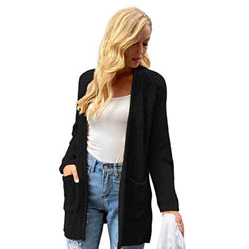 ETCYY NEW Cardigan Sweaters for Women,Womens Cardigans Long Sleeve Casual Knit Cardigans for Women with Pockets Black